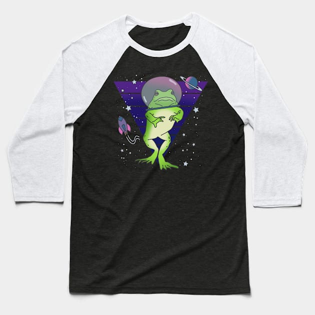 Frog Astronaut Doodle Frog in space Baseball T-Shirt by FandomizedRose